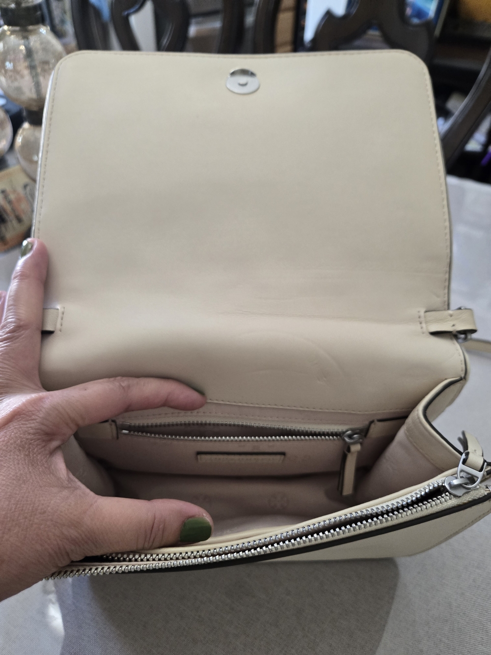 Tory Burch Cream Leather Crossbody Bag